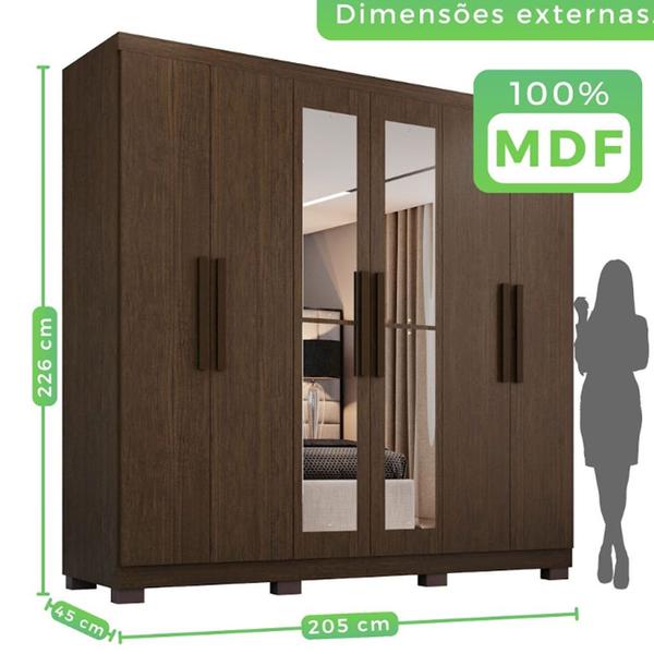 Imagem de Guarda Roupa Casal 6 Portas com Espelho 4 Gavetas Sevilha Prime 100 MDF Imop Móveis