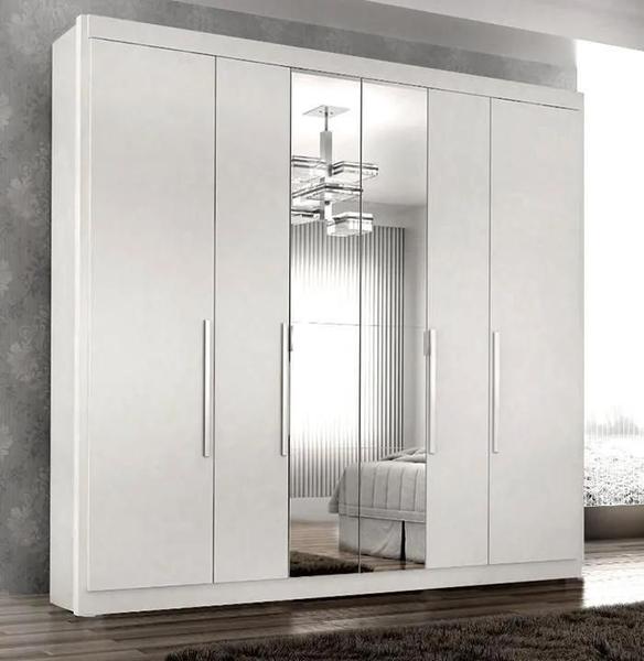 Imagem de Guarda Roupa Casal 6 Portas Com Espelho e 6 Gavetas Branco