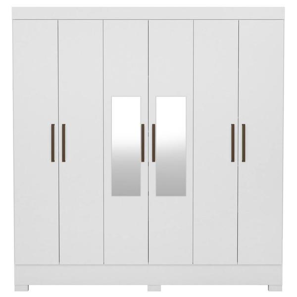 Imagem de Guarda Roupa Casal 6 Portas com Espelho Elite 3 Gavetas Pratico D02 Branco - Mpozenato