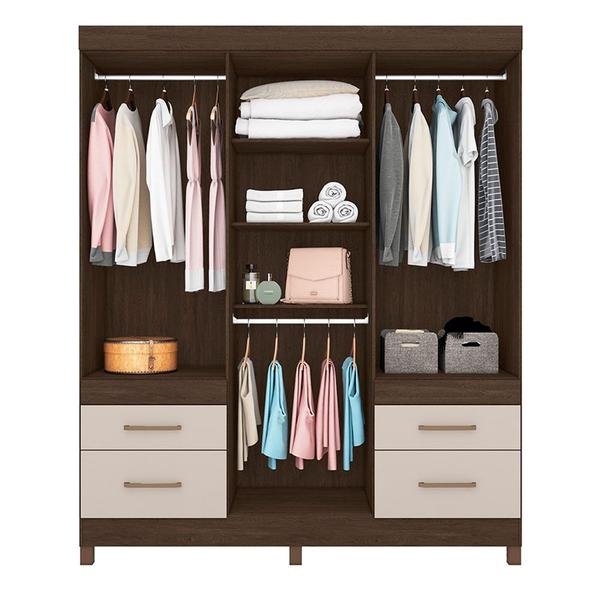 Imagem de Guarda Roupa Casal 6 Portas com Pés e Espelho Poema Ébano Off White 64400EL Demóbile