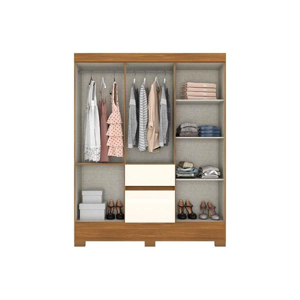 Imagem de Guarda Roupa Casal 6 Portas de Abrir e 2 Gavetas Briz BS04 Nature/Off White - Henn