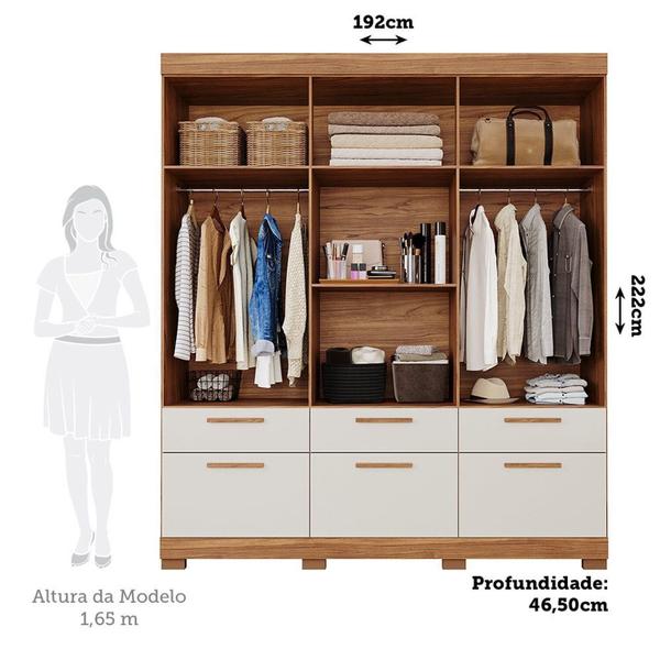 Imagem de Guarda-roupa Casal 6 Portas de Bater 1 Basculante 5 Gavetas Mdf Coimbra Espresso Móveis