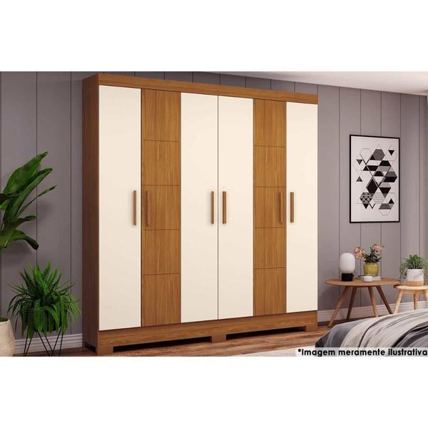 Imagem de Guarda Roupa Casal 6 Portas e 2 Gavetas Briz B73 Nature/Off White - Henn