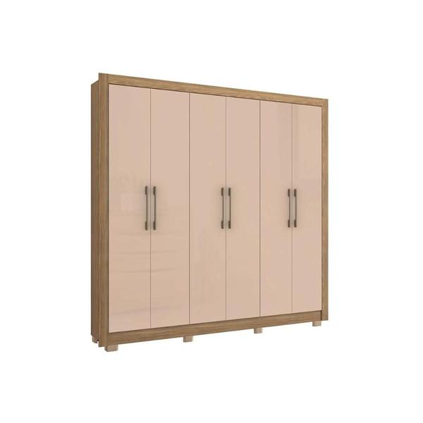 Imagem de Guarda Roupa Casal 6 Portas e 2 Gavetas c/ Pés CB02M578 Nogueira/Macadamia - Kappesberg