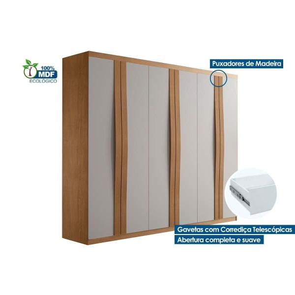 Imagem de Guarda Roupa Casal 6 Portas e 2 Gavetas Grécia Naturale/Off White - Rufato