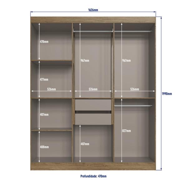 Imagem de Guarda Roupa Casal 6 Portas e 2 Gavetas Internas RP3624 Wood Cristalo