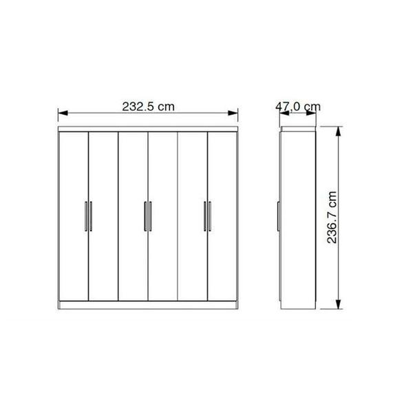 Imagem de Guarda Roupa Casal 6 Portas e 3 Gavetas c/ Espelho PH1127 Carvalho - Herval