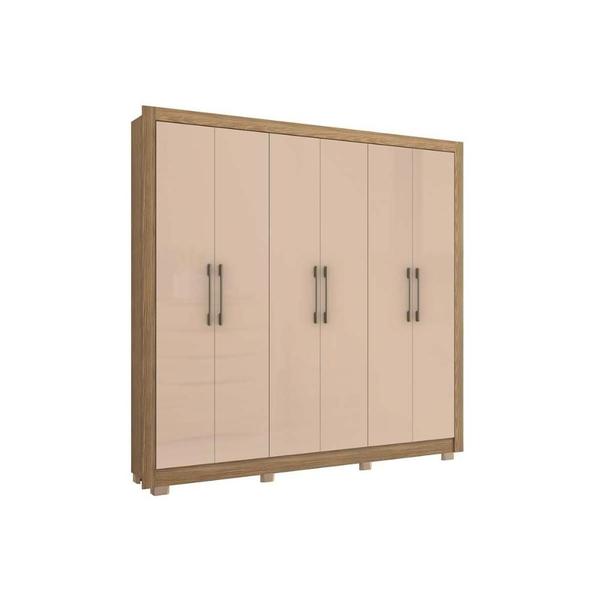 Imagem de Guarda Roupa Casal 6 Portas e 3 Gavetas c/ Pés CB04M578 Nogueira/Macadamia - Kappesberg