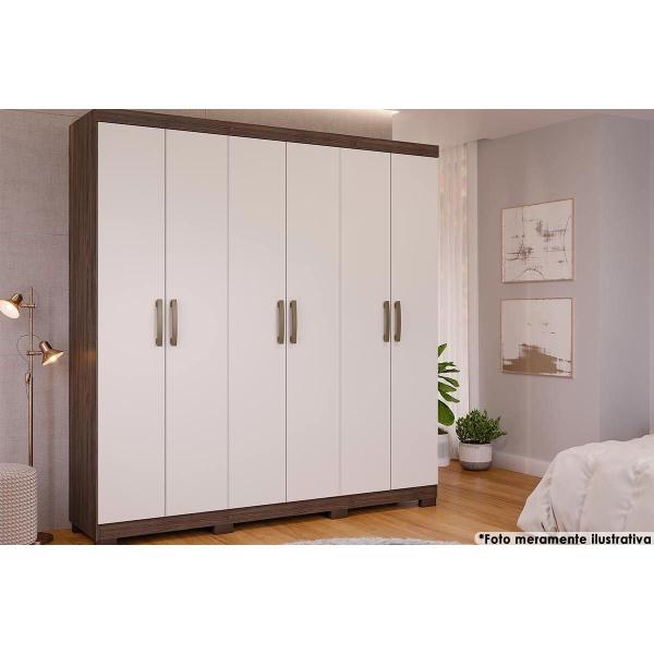 Imagem de Guarda Roupa Casal 6 Portas e 3 Gavetas Clara Flex Branco - Panan