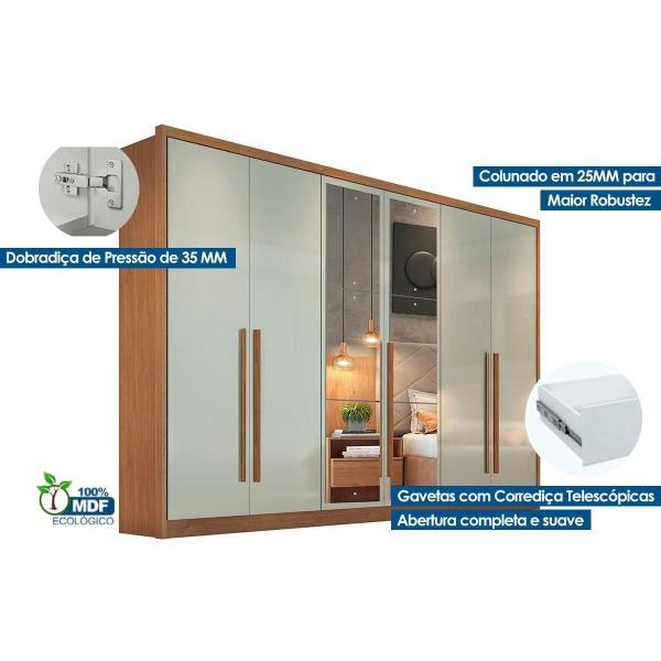 Imagem de Guarda Roupa Casal 6 Portas e 4 Gavetas c/ Espelho Robust/Livorno Cumaru - Novo Horizonte