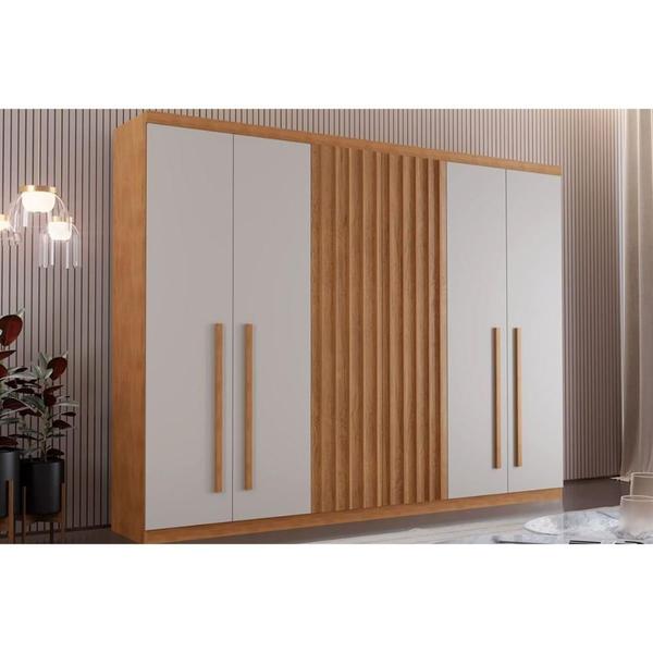 Imagem de Guarda Roupa Casal 6 Portas e 4 Gavetas Denver Naturale/Off White - Rufato