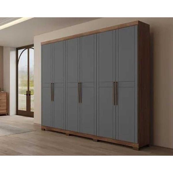 Imagem de Guarda Roupa Casal 6 Portas e 4 Gavetas Malfi 1158 Freijo c/ Cinza Titanio - Carraro