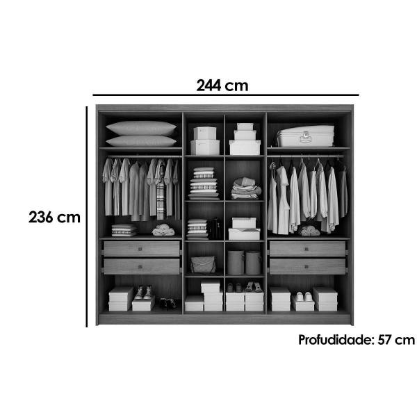 Imagem de Guarda Roupa Casal 6 Portas e 4 Gavetas Rizon/Linea Cumaru - Novo Horizonte