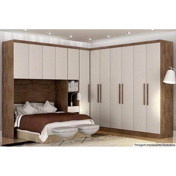 Imagem de Guarda Roupa Casal 6 Portas e 4 Gavetas Rizon Plus Freijo Cumaru c/ Fendi - Novo Horizonte