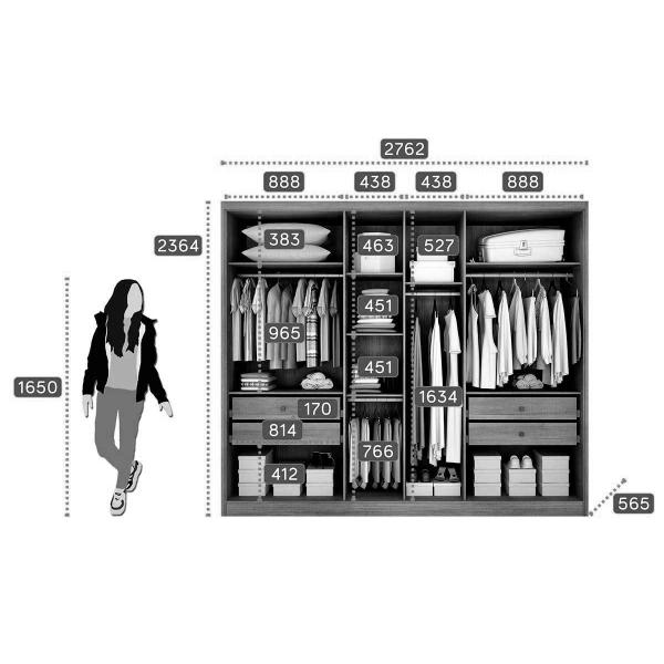 Imagem de Guarda Roupa Casal 6 Portas e 4 Gavetas Robust/Livorno Branco - Novo Horizonte