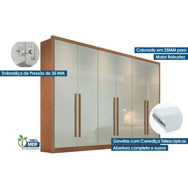 Imagem de Guarda Roupa Casal 6 Portas e 4 Gavetas Robust/Livorno Branco - Novo Horizonte