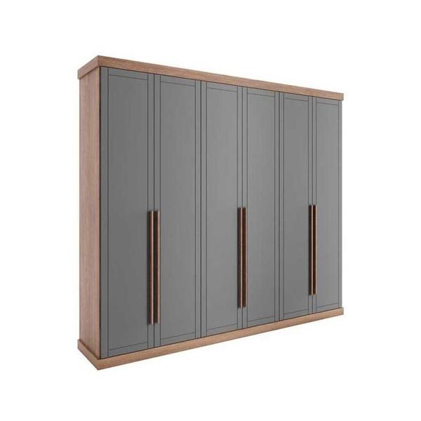 Imagem de Guarda Roupa Casal 6 Portas e 6 Gavetas Capri 1159 Freijo c/ Cinza Titanio - Carraro