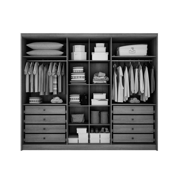 Imagem de Guarda Roupa Casal 6 Portas e 8 Gavetas c/ Espelho Robust/Livorno Branco - Novo Horizonte