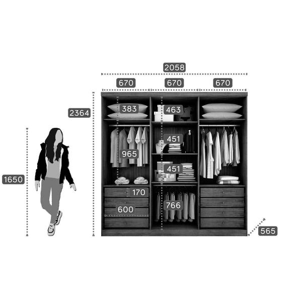 Imagem de Guarda Roupa Casal 6 Portas e 8 Gavetas Vértice Branco - Novo Horizonte