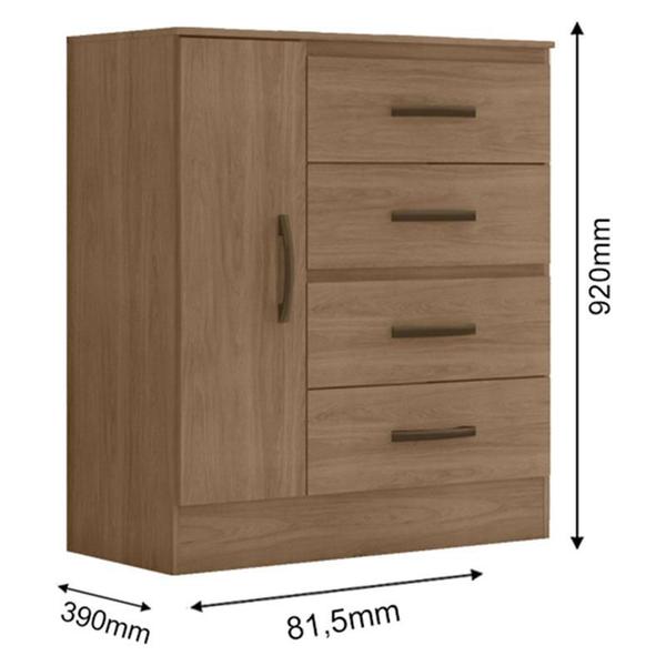 Imagem de Guarda Roupa Casal 6 Portas e Cômoda 4 Gavetas 01 Porta Lite Carvalho Oak  Móveis Leão