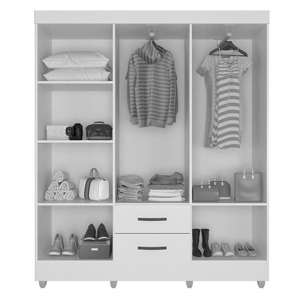 Imagem de Guarda Roupa Casal 6 Portas e Cômoda 4 Gavetas 01 Porta Lite Nature Off White  Móveis Leão