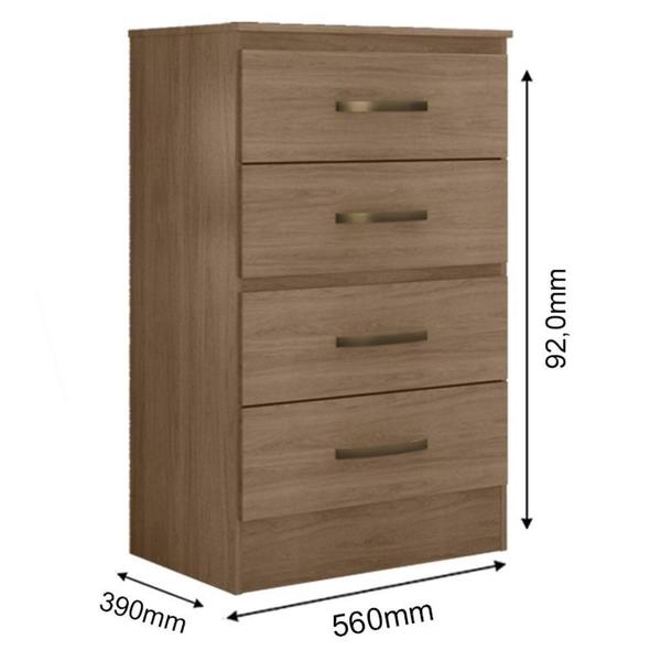 Guarda Roupa Casal 6 Portas e Cômoda 4 Gavetas Lite Carvalho Oak Móveis Leão - MOVEIS LEAO Imagem de Guarda Roupa Casal 6 Portas e Cômoda 4 Gavetas Lite Carvalho Oak Móveis Leão