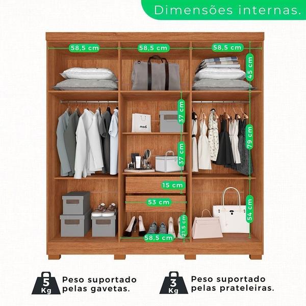 Imagem de Guarda-roupa Casal 6 Portas Espelho 2 Gavetas Recife Sallêto Cinamomo Com Off White