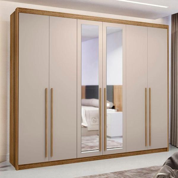 Imagem de Guarda Roupa Casal 6 Portas Espelho Dubai Majestic Nature/fendi - Vlr Móveis