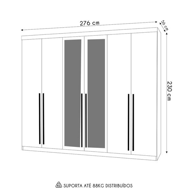 Imagem de Guarda Roupa Casal 6 Portas Espelho Dubai Majestic Nature/Fendi - VLR MÓVEIS