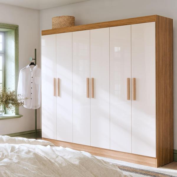 Guarda Roupa Casal 6 Portas Itália Cores Modernas Com 2 Gavetas Internas e Cabideiro - Ma... Guarda Roupa Casal 6 Portas Itália Cores Modernas Com 2 Gavetas Internas e Cabideiro - Ma...