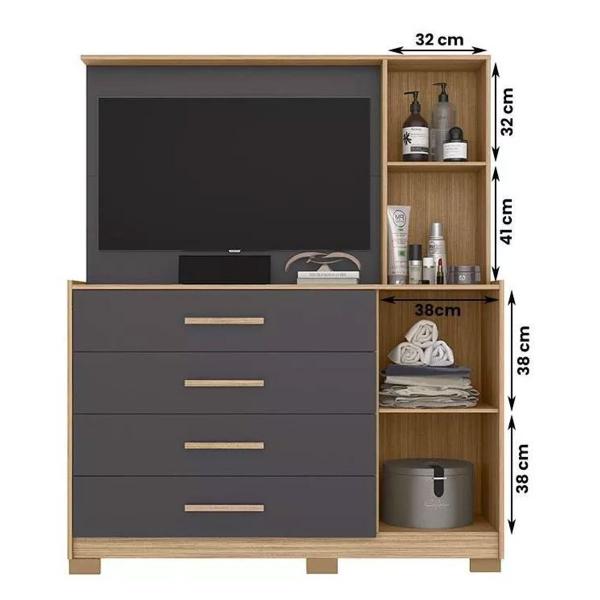 Imagem de Guarda Roupa Casal 6 Portas mais Cômoda Painel p/ TV até 43", 4 gavetas com corrediças telescópicas 