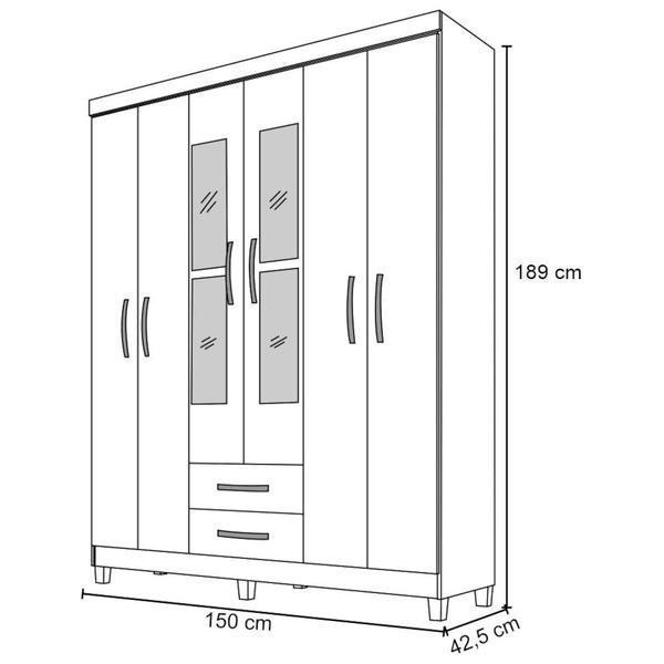 Imagem de Guarda Roupa Casal 6 Portas Modena I03 Teka/Champagne - Mpozenato