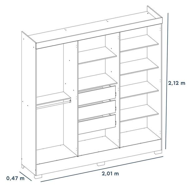 Imagem de Guarda Roupa Casal 6 Portas Prático 63020 Amêndola Touch Demóbile - Rocha Móveis