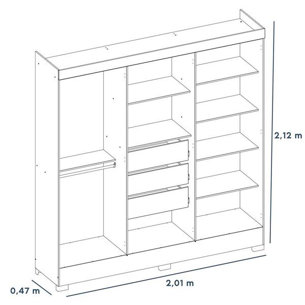 Imagem de Guarda Roupa Casal 6 Portas Prático 63020 Branco Demóbile