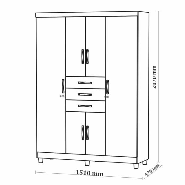 Imagem de Guarda Roupa Casal 6 Portas Taurus 10020102 Belmont Vila Rica