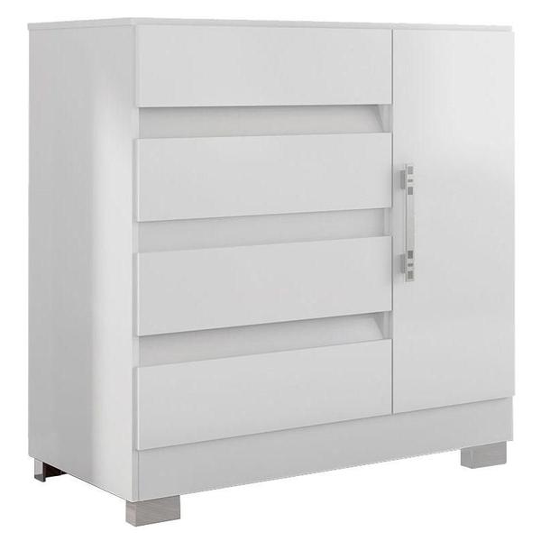 Imagem de Guarda Roupa Casal 6000 com Cômoda 8000 e Armário Multiuso 6020 Branco com Pés Reto News  Araplac