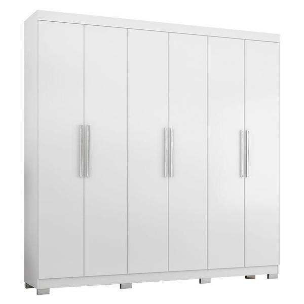 Imagem de Guarda Roupa Casal 6000 e Armário Multiuso 6020 Branco com Pés Reto News  Araplac