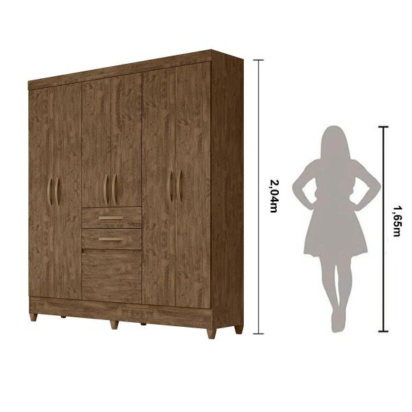 Imagem de Guarda Roupa Casal 7 portas 2 Gavetas Castanho Wood New Mafra - Moval