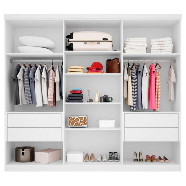 Imagem de Guarda Roupa Casal 7000 e Armário Multiuso 6020 Branco - Araplac