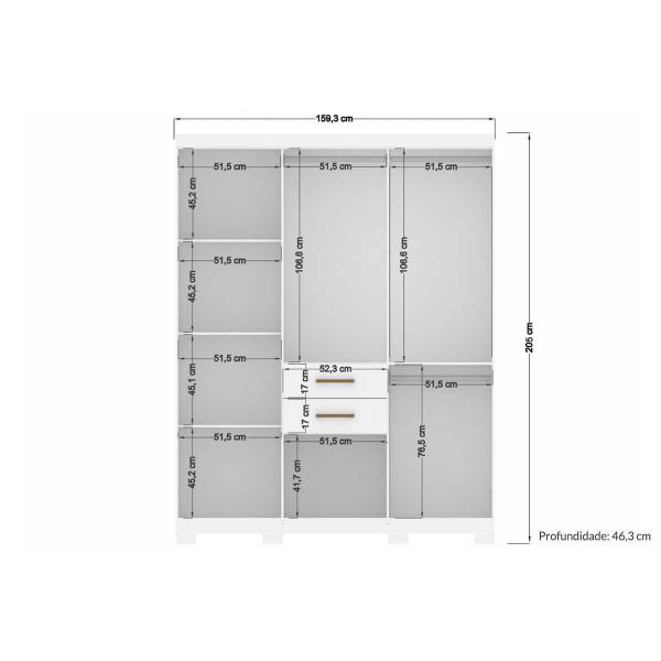 Imagem de Guarda Roupa Casal 8 Portas (2 c/ Espelho) e 2 Gavetas c/ Pés Verona 8.2 Jatobá/Areia - Santos Andirá