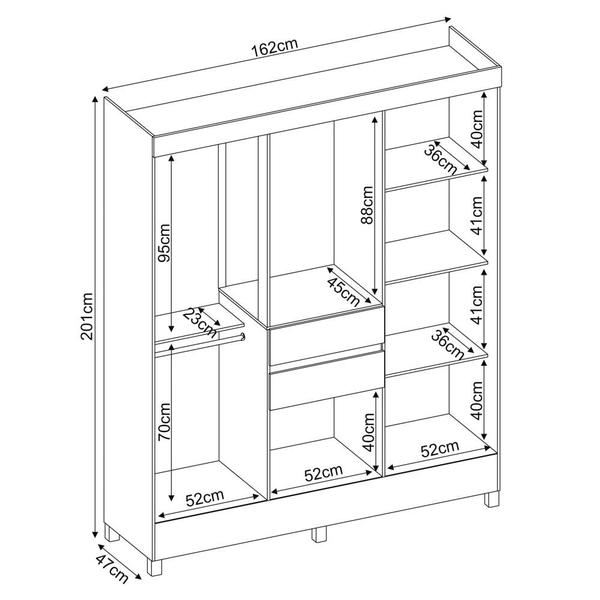 Imagem de Guarda Roupa Casal 8 Portas 2 Gavetas Munique  D02 Ebano Touch - Mpozenato