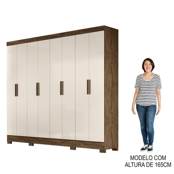 Imagem de Guarda Roupa Casal 8 Portas 4 Gavetas 236cm Ágata M07 Castanho Wood/Off White - Mpozenato