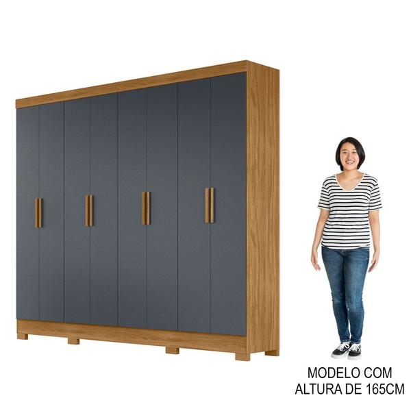 Imagem de Guarda Roupa Casal 8 Portas 4 Gavetas 236cm Ágata M07 Freijó/Cinza - Mpozenato