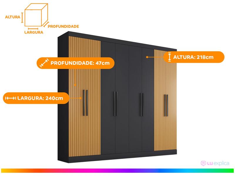 Guarda-roupa Casal 8 Portas 4 Gavetas Araplac Porto - Guarda-Roupa