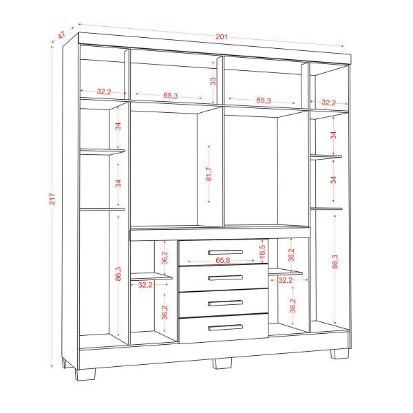 Imagem de Guarda Roupa Casal 8 Portas 4 Gavetas Com Espelho Atacama Napole Aramóveis