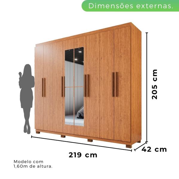 Imagem de Guarda-roupa Casal 8 Portas 4 Gavetas com Espelho com Pés Montreal