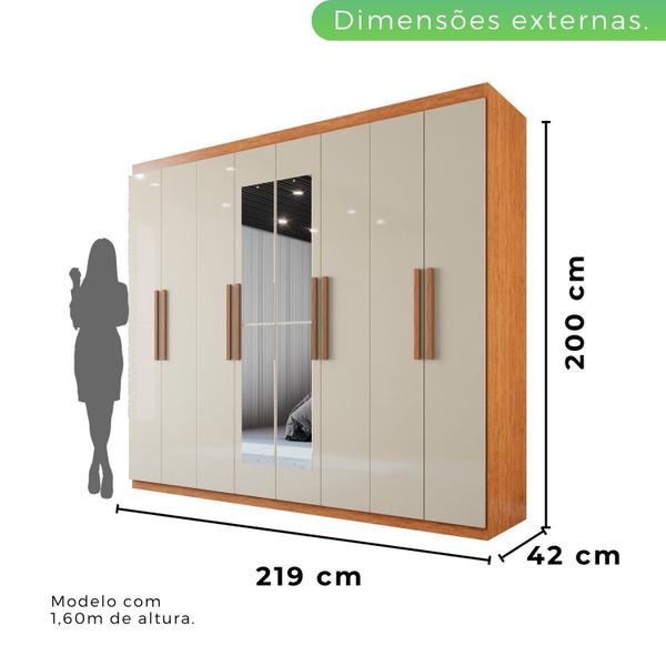 Imagem de Guarda-roupa Casal 8 Portas 4 Gavetas com Espelho Montreal