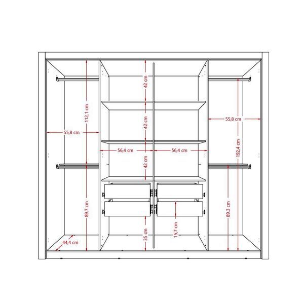 Imagem de Guarda Roupa Casal 8 Portas 4 Gavetas Espelho Branco Carraro