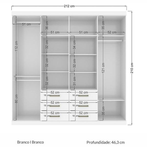 Imagem de Guarda Roupa Casal 8 Portas 6 Gavetas Liverpool Branco - Santos Andirá