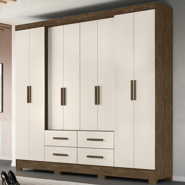 Imagem de Guarda Roupa Casal 8 Portas 9413 Castanho Wood Off White Moval